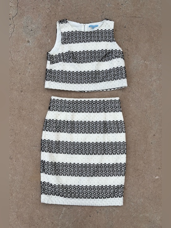 ANTONIO MELANI Other - Antonio Melani Embroidered Eyelet Black and White Geometric 2-Piece Set Size 12